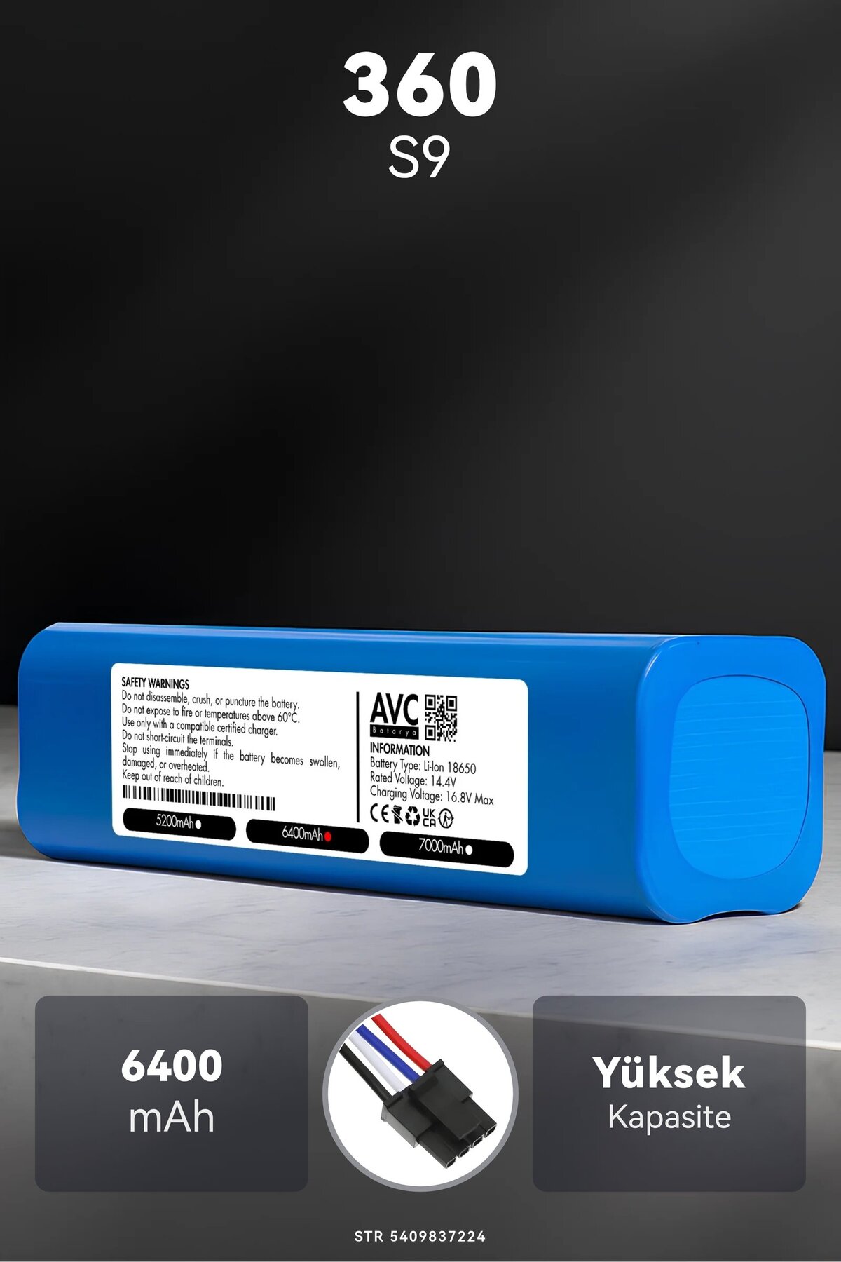 360 S9 6400mAh Robot Süpürge Bataryası