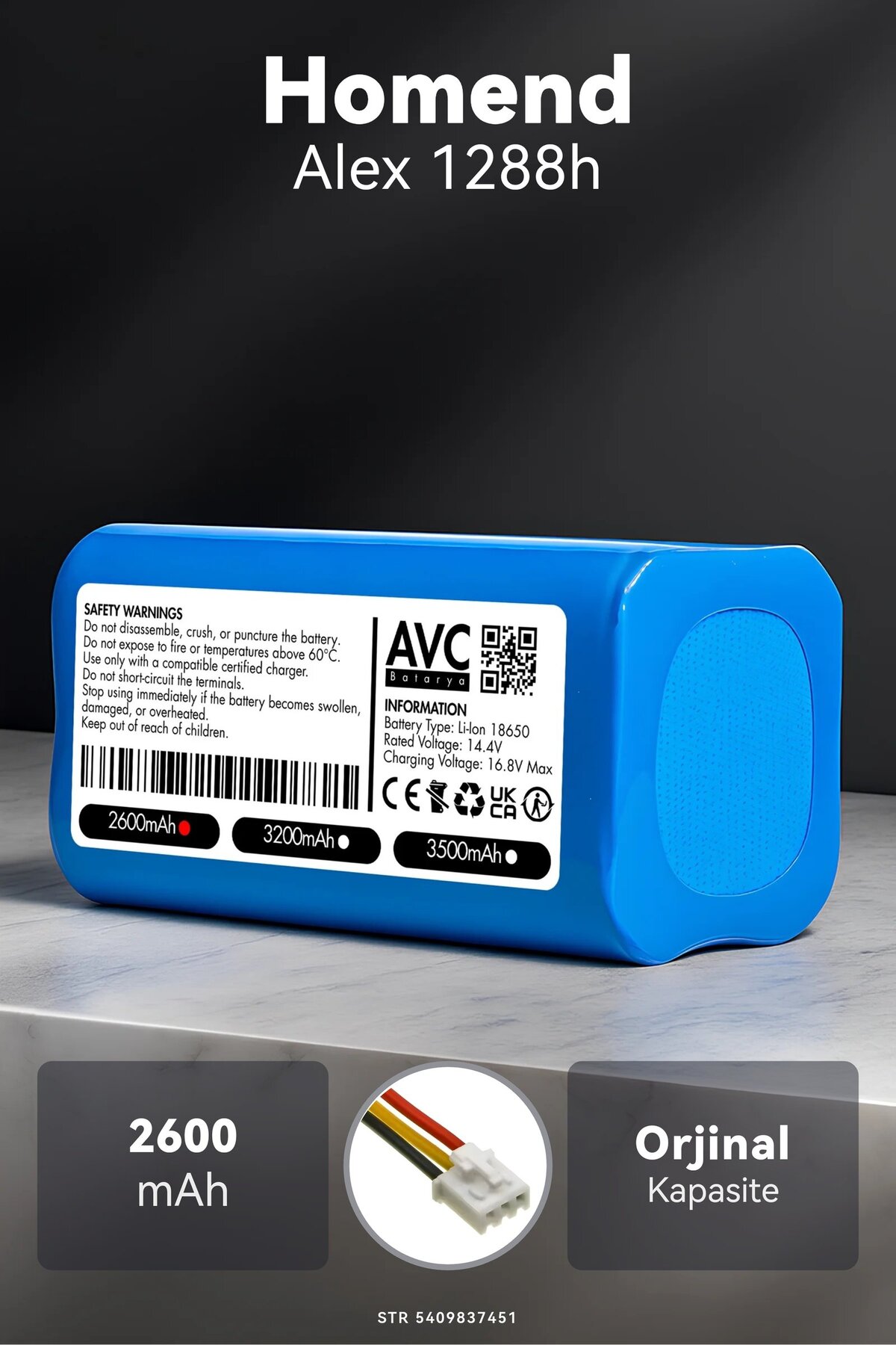 Homend Alex 1288h 2600mAh Robot Süpürge Bataryası