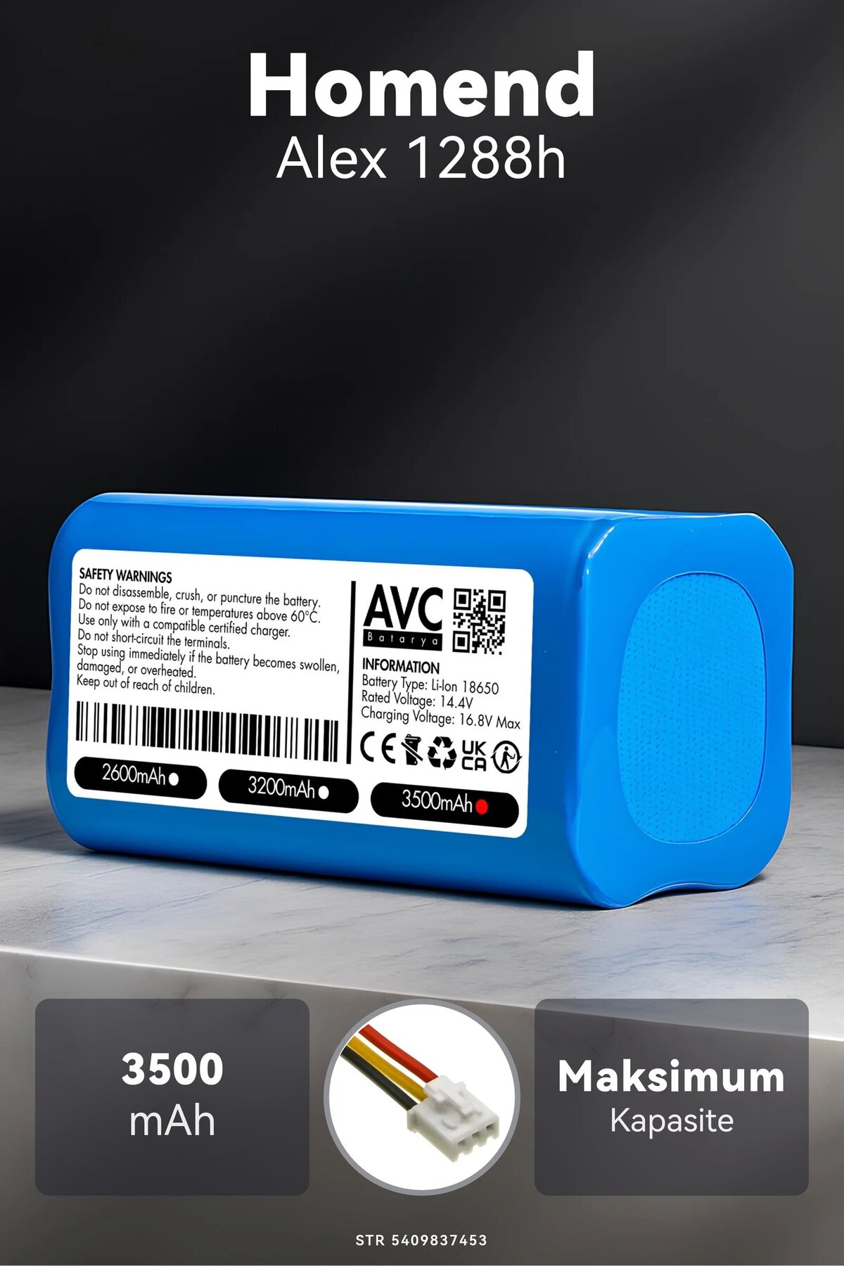 Homend Alex 1288h 3500mAh Robot Süpürge Bataryası