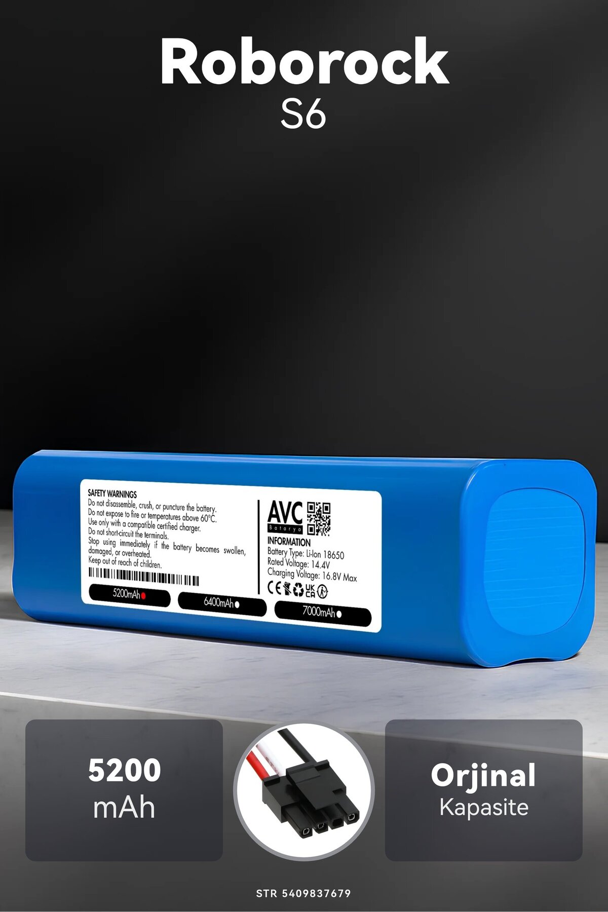 Roborock S6 MaxV 5200mAh Robot Süpürge Bataryası
